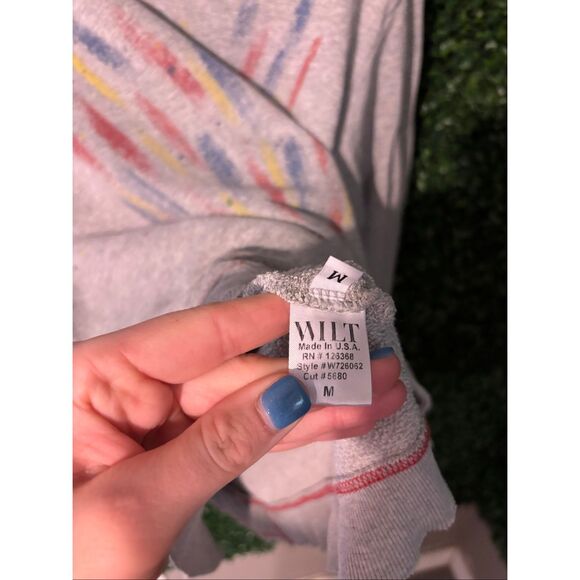 Wilt Grey Heather Long Sleeve French Terry Sweatshirt Sz Medium - Picture 3 of 4